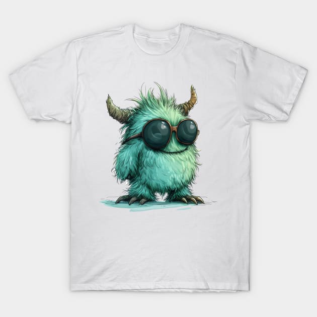 Cute Fluffy Monster T-Shirt by Obotan Mmienu